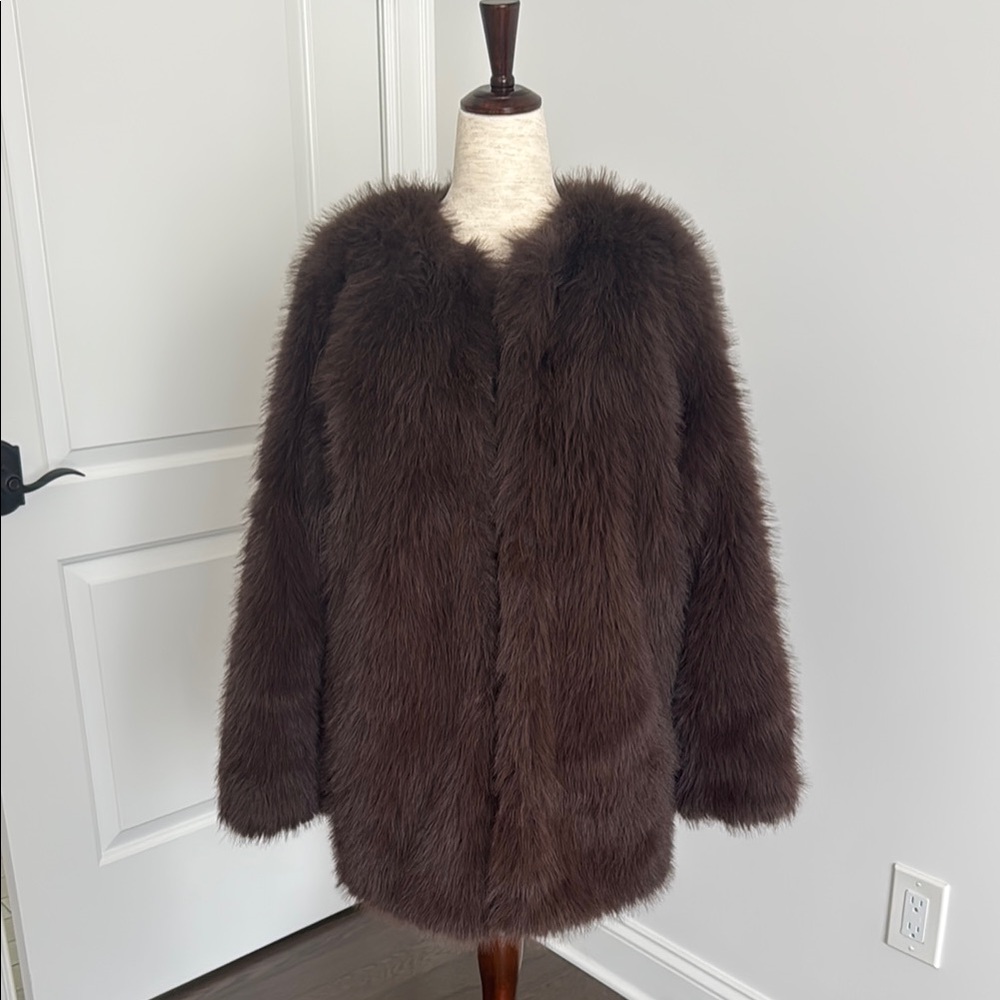H&M Dark Brown Faux Fur Teddy Jacket